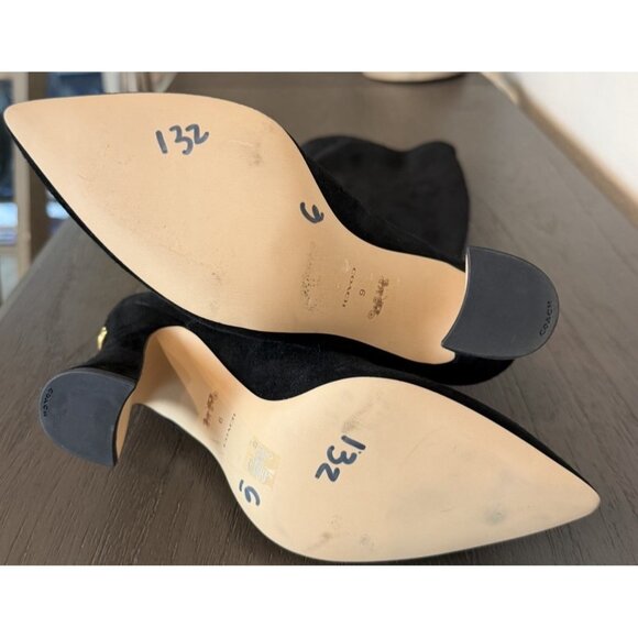 Coach Womens Size 6 B Cece Pointed Toe Black Suede High Heel Boots Style CN159 - Picture 13 of 16